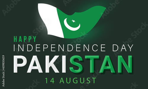 14th August happy independence day Pakistan. background, banner, card, poster, template. Vector illustration.