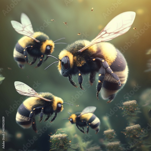 Bee are flying generative Ai © Abonti