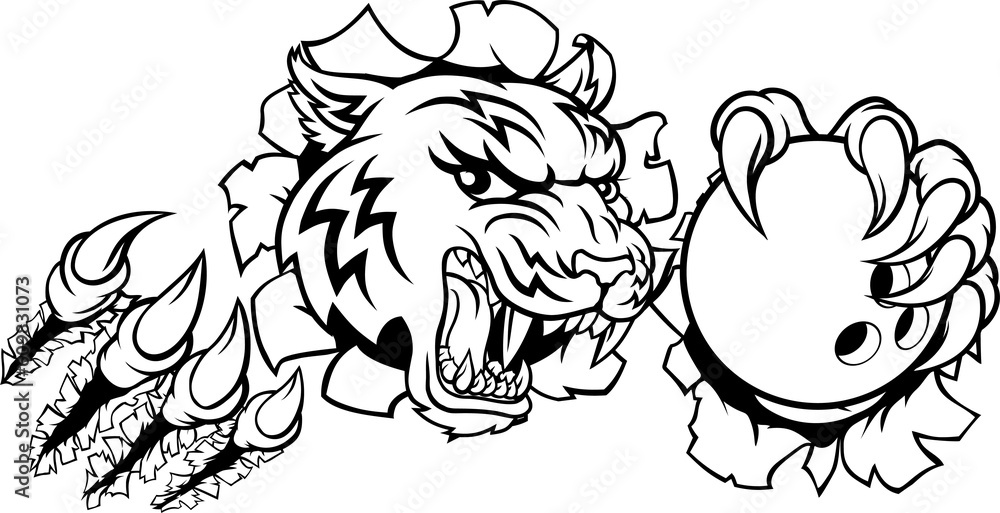 Tiger Bowling Player Animal Sports Mascot Tiger Bowling Player Animal Sports Mascot