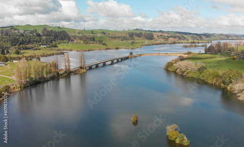 Amazing aerial view of Waikato River in spring season  North Island - New Zealand