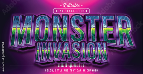 Editable text style effect - Monster Invasion text style theme.