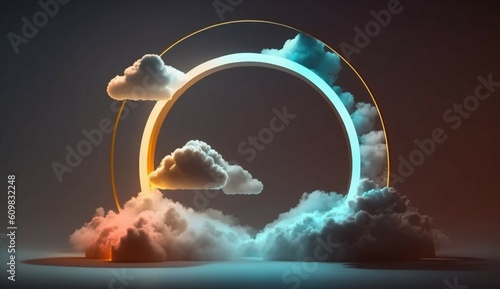 3d render abstract neon background generative Ai