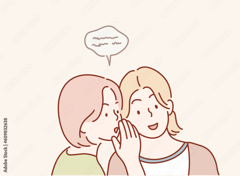 Gossip. The concept of spreading rumors. Two young girls are whispering. Hand drawn style vector design illustrations. Gossip. The concept of spreading rumors. Two young girls are whispering. Hand drawn style vector design illustrations.