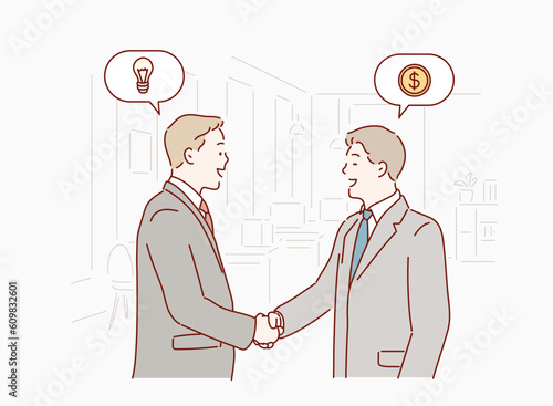 Handshake Commitment Partnership Colleagues Concept. Hand drawn style vector design illustrations.