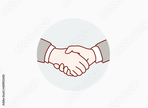 Partners shaking hands. Hand drawn style vector design illustrations.