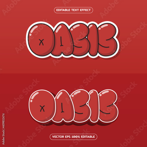 oasis text effect template, with typography use for business branding and logo, badges, sticker, shirt, hoodie, retro, yellow dominant graffiti style