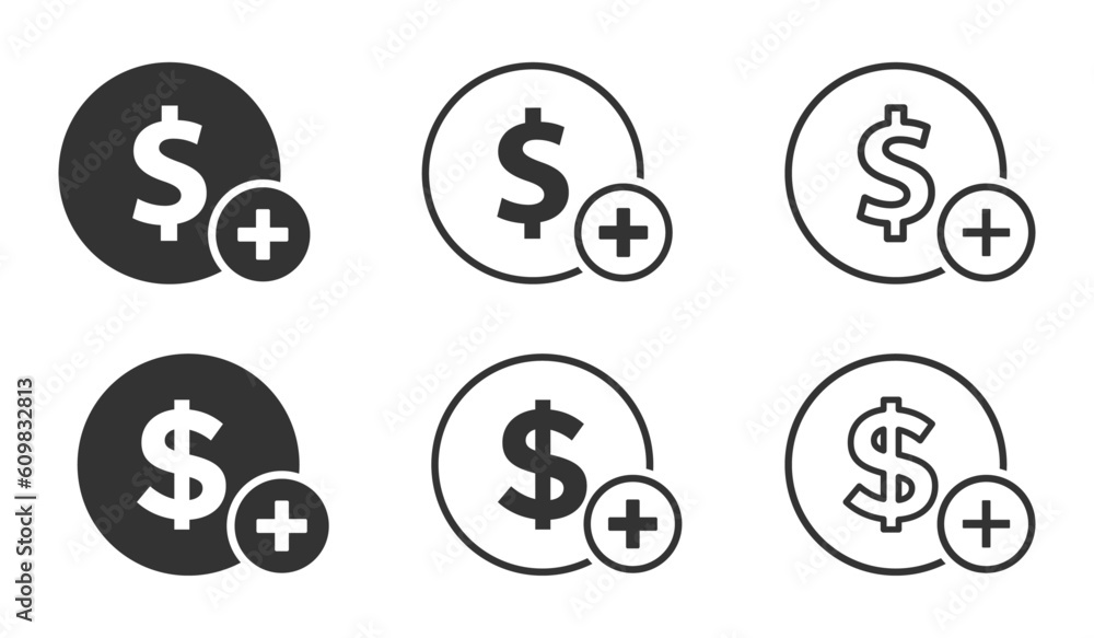 Add money to wallet vector buttons collection Add money to wallet vector buttons collection