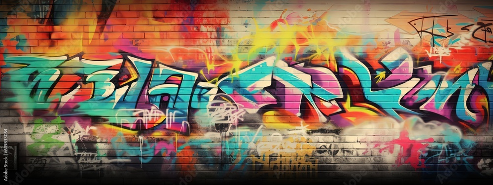 Naklejka premium graffiti wall abstract background, Generative Ai not real photo, idea for artistic pop art background backdrop