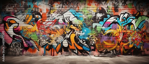 Valokuva graffiti wall abstract background, Generative Ai not real photo, idea for artist