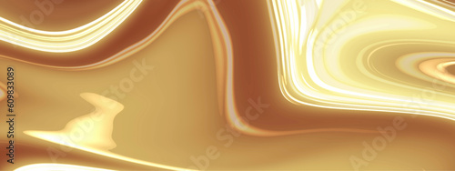Abstract golden and chocolate fluid holographic liquid colorful background. Colorful liquid oil marble picture with glowing effect. Vector illustration Luxury smooth background.