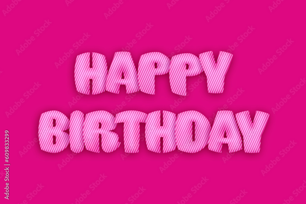 Happy Birthday 3D text on pink background. Festive vector backdrop ...