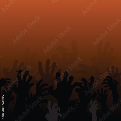 Zombie blood hands silhouettes background