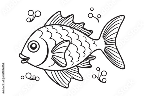 Coloring Pages for Kids, Fish Vector Coloring Pages