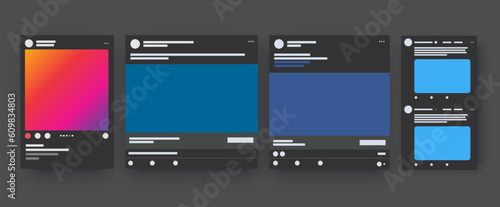 Dark Mode Instagram LinkedIn Facebook Twitter Social Media Template Mockup Presentation on Mobile Phone