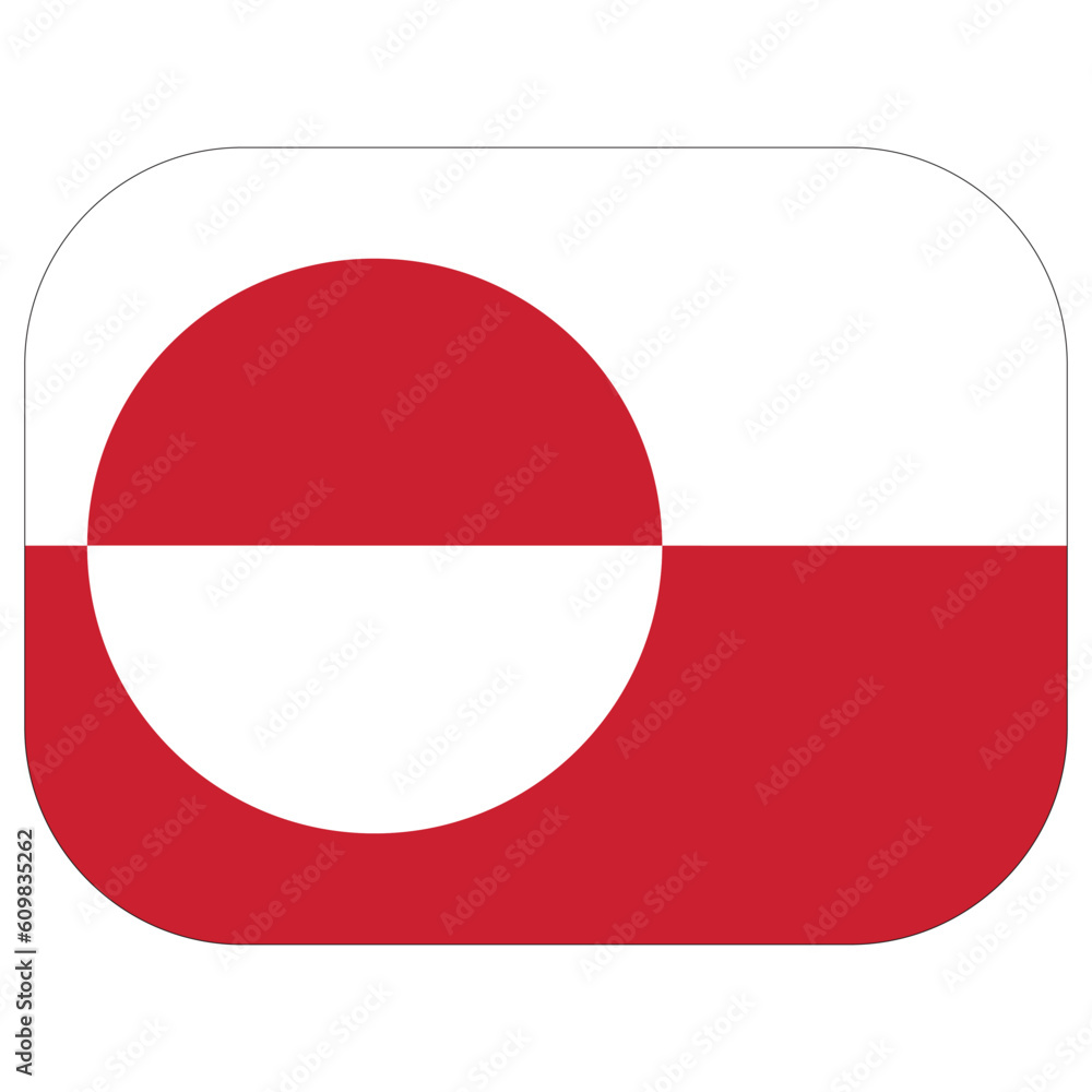 Flag of Greenland. Greenland flag in design shape Flag of Greenland. Greenland flag in design shape