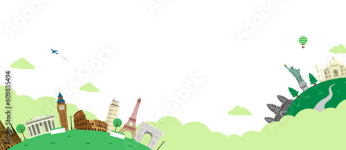 World trip ,world heritage vector banner illustration