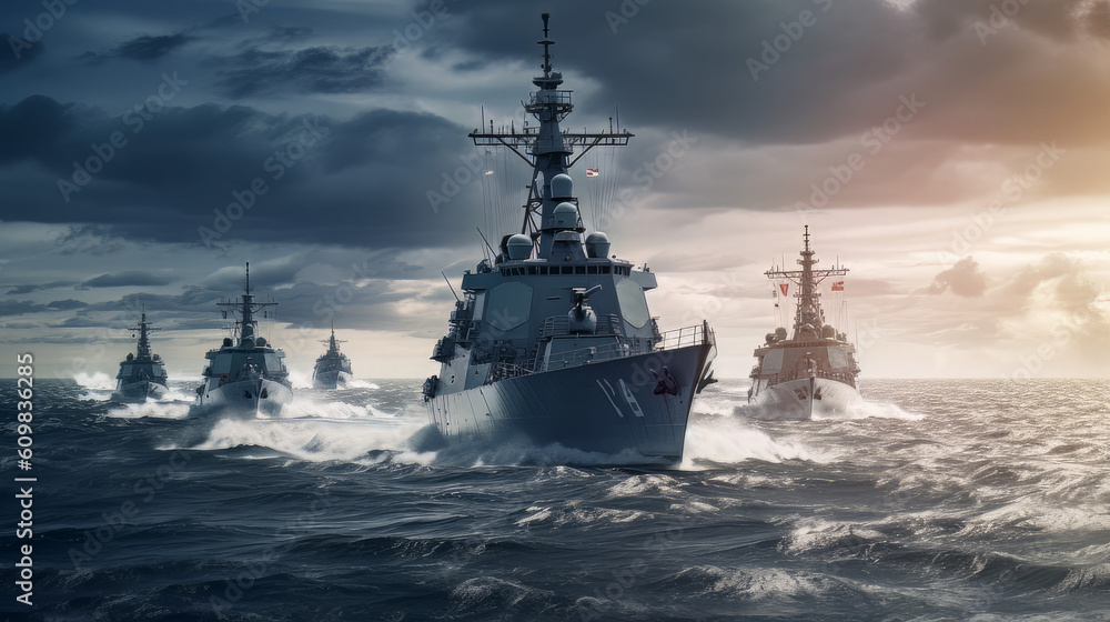 wide banner of missiles being launched out of warboats destroyers for military special navy missions concepts wide banner of missiles being launched out of warboats destroyers for military special navy missions concepts