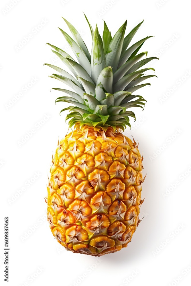 Portrait pineapple fruit isolated on white AI Generative Portrait pineapple fruit isolated on white AI Generative