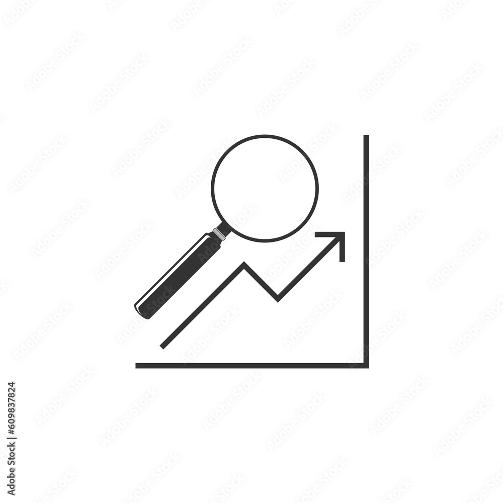 Magnifying glass and data analysis icon isolated on transparent background Magnifying glass and data analysis icon isolated on transparent background