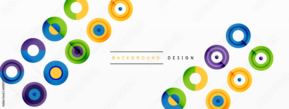 Eye-catching background of colorful circles of equal size arranged in abstract pattern. Circle boasts unique tone or hue, creating rainbow effect. Design has upbeat, contemporary feel Eye-catching background of colorful circles of equal size arranged in abstract pattern. Circle boasts unique tone or hue, creating rainbow effect. Design has upbeat, contemporary feel