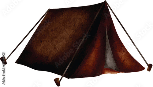 camping tent drawn with watercolors
