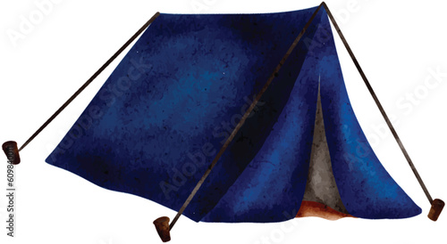 camping tent drawn with watercolors
