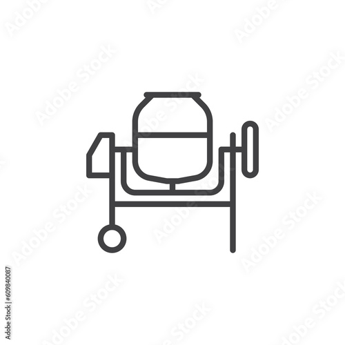 Portable cement mixer line icon
