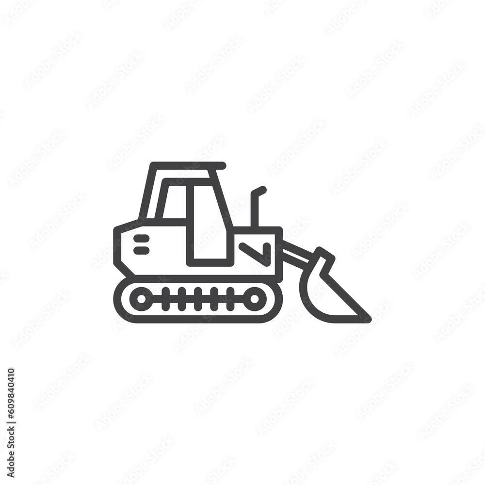 Construction crawler truck line icon