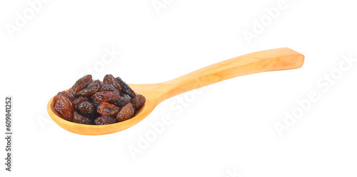 raisin in wood spoon isolated on transparent png