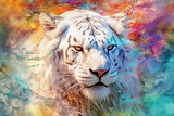 White tiger alcohol ink. AI generative