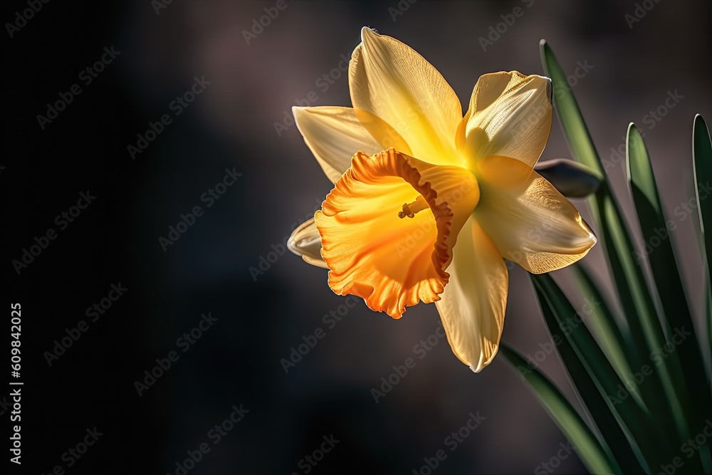 Portrait daffodil flower Isolated on black AI Generative Portrait daffodil flower Isolated on black AI Generative