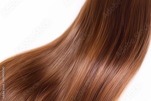 Beautiful smooth long curls of hair isolated on white background. Generative AI