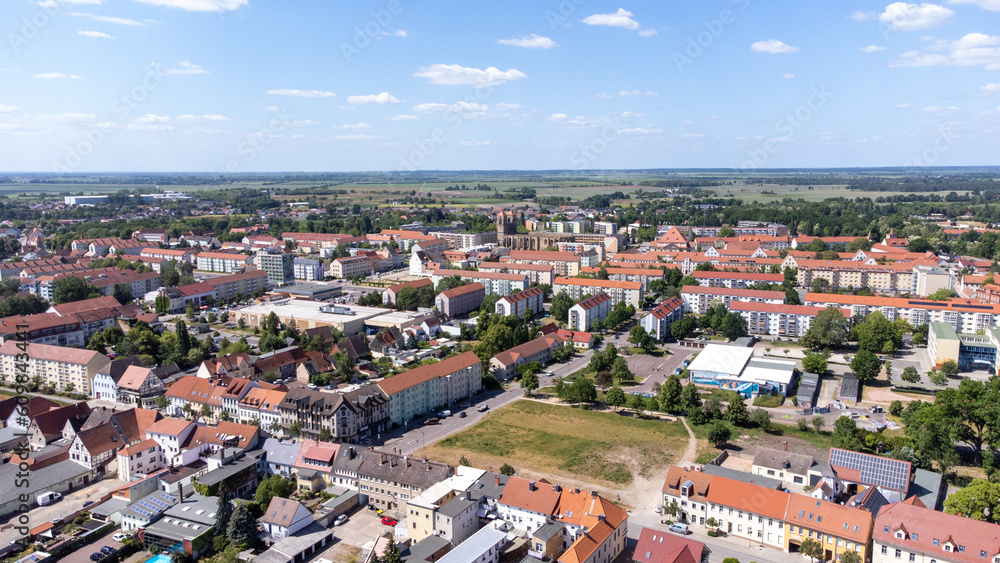 aerial view of the city zerbst in saxony-anhalt
