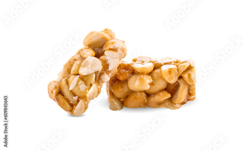 Peanut brittle isolated on white background photo