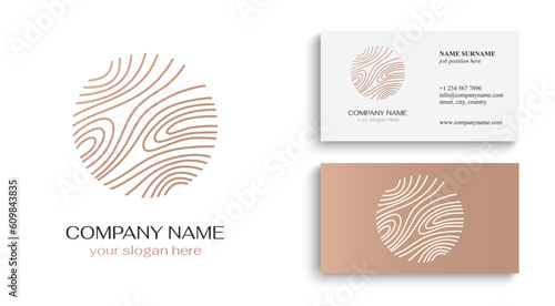 Tree line logo. Patterns of tree growth rings. Pattern wooden wavy lines. for business design, cosmetology, farming, ecology, spa, health