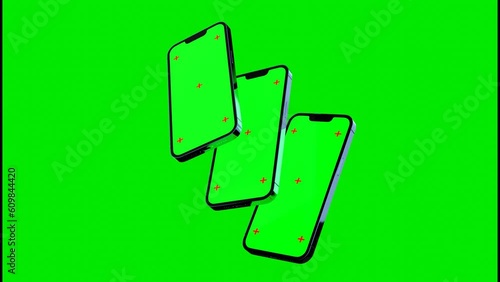 Creative animated smartphone mockup with chromakey screen. Video suitable for app or vebsite promotion.