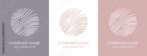 Tree line logo. Patterns of tree growth rings. Pattern wooden wavy lines. for business design, cosmetology, farming, ecology, spa, health