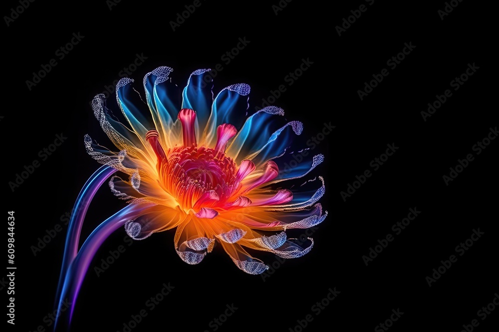 Portrait gerbera blooms flower isolated on black AI Generative Portrait gerbera blooms flower isolated on black AI Generative