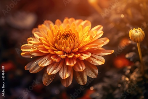 Portrait chrysanthemum flower with light exposure AI Generative