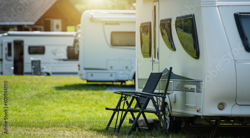 Obraz na płótnie European RV Park Camping During Summer Season