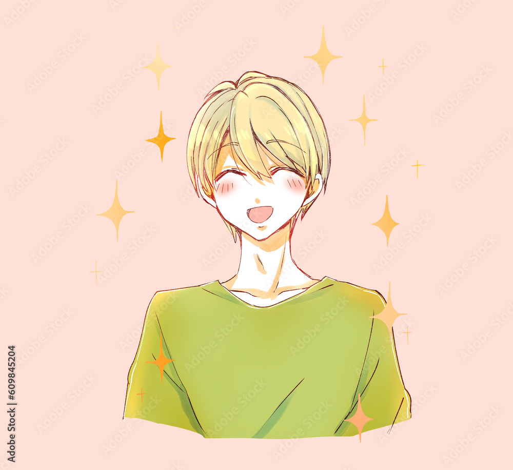 笑顔の可愛い男性　金髪　キラキラ