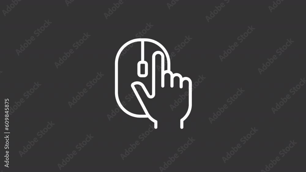 Working online white icon animation. Animated line hand with computer mouse. Pressing button. Seamless loop HD video with alpha channel, transparent background. Motion graphic design for night mode Working online white icon animation. Animated line hand with computer mouse. Pressing button. Seamless loop HD video with alpha channel, transparent background. Motion graphic design for night mode