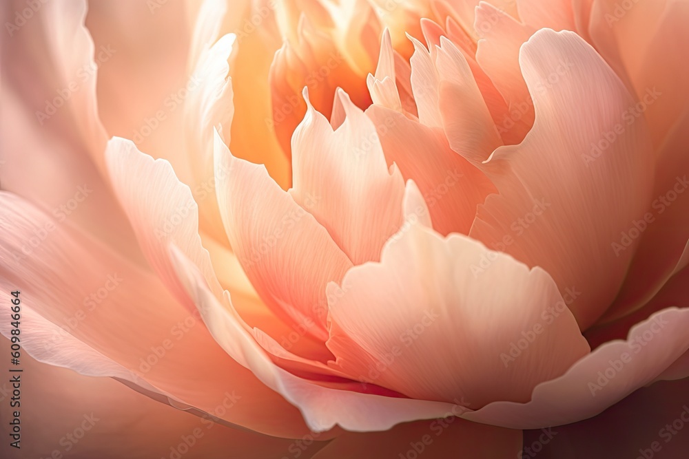 Portrait macro peony flower with light exposure AI Generative
