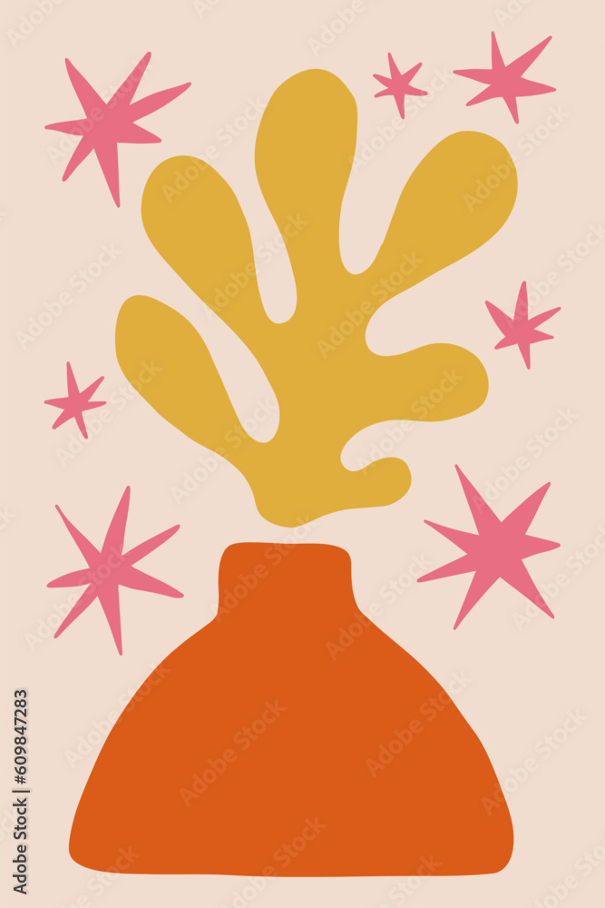 Fototapeta premium Modern floral posters with flowers. Abstract art. 