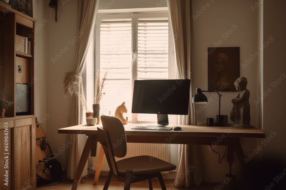 Cozy workspace computer. Generate Ai Cozy workspace computer. Generate Ai