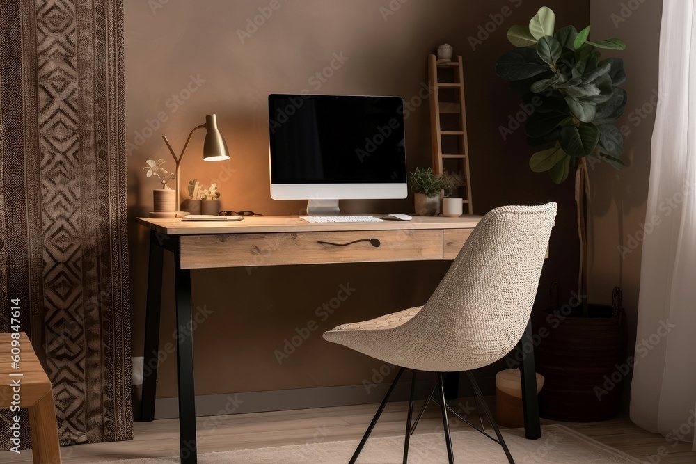 Fototapeta premium Cozy workspace. Generate Ai