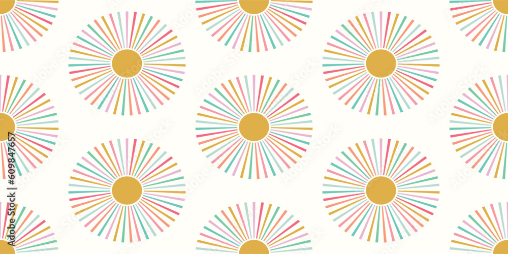 Sunshine background border vector. Fun and bright nature sun seamless repeat pattern design banner. Sunshine background border vector. Fun and bright nature sun seamless repeat pattern design banner.
