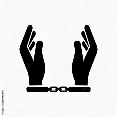 Arrested Icon. Bandit, Prisoner. Crime, Bad Guy Illustration. Convicted Symbol - Vector.  