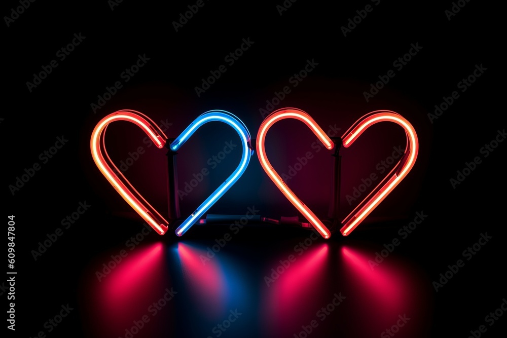 Crossed neon hearts couple. Generate Ai Crossed neon hearts couple. Generate Ai