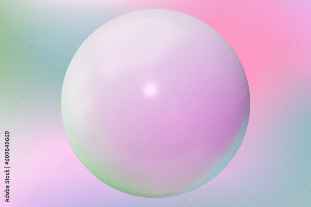 3d plastic abstract light mint, pink banner. Blurred saturated gradient background with pearl. 3d glossy ball with place for your text. Glass bubble object. Vector stock volume backdrop illustration 3d plastic abstract light mint, pink banner. Blurred saturated gradient background with pearl. 3d glossy ball with place for your text. Glass bubble object. Vector stock volume backdrop illustration